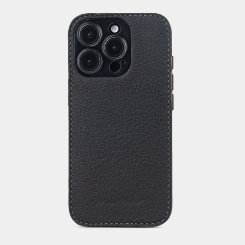 Чехол-накладка для iPhone 16 Pro из кожи теленка, черного цвета