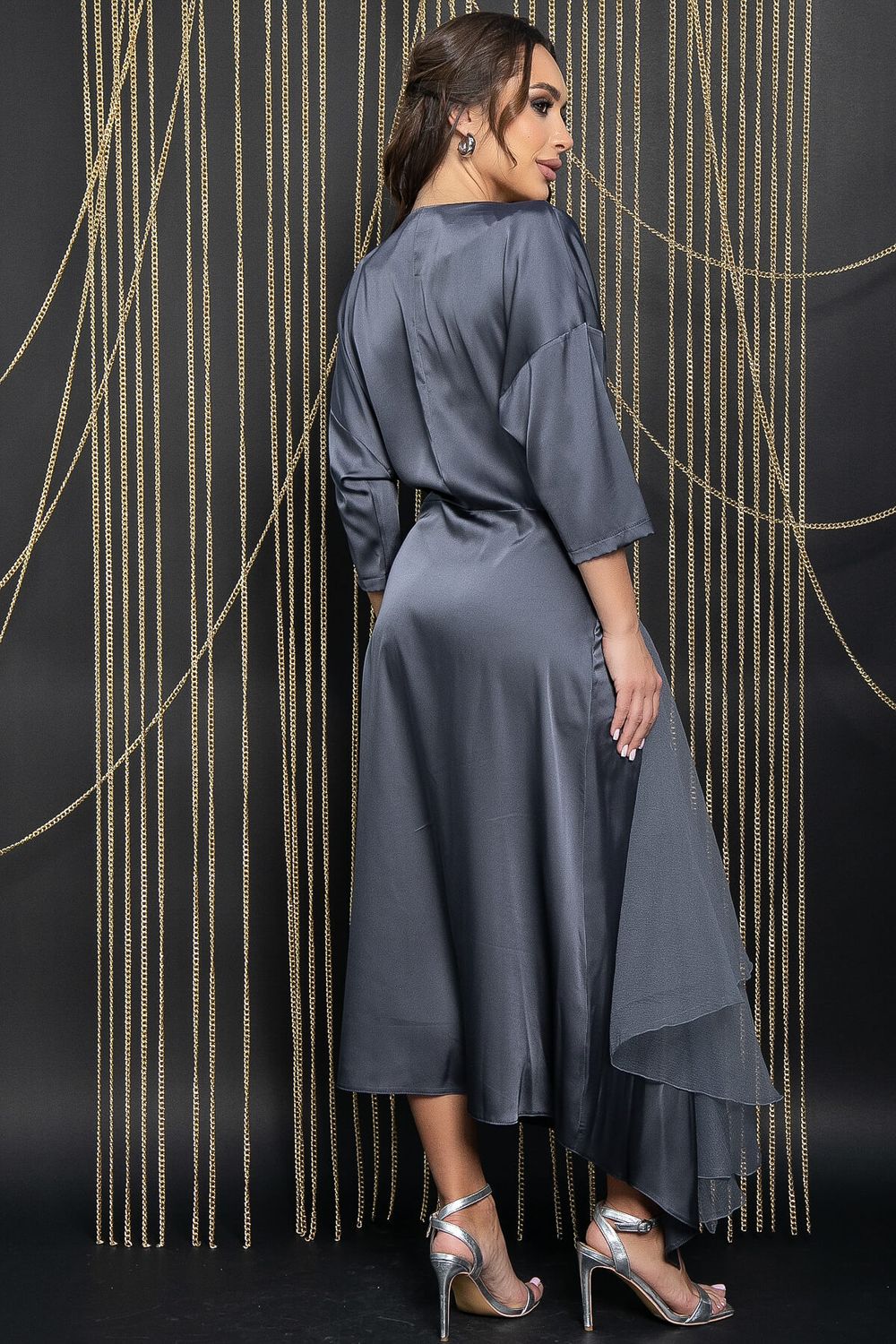 Платье вечернее Дерзкая элегантность (серое) П14471-7М LT Collection