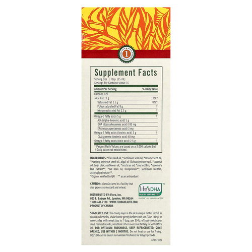 Flora, Udo's Choice, Udo's Oil, смесь ДГК 3, 6, 9, 250 мл (8,5 жидк. унции)