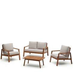 Комплект уличной мебели Frares из массива акации, диван, 2 кресла, столик