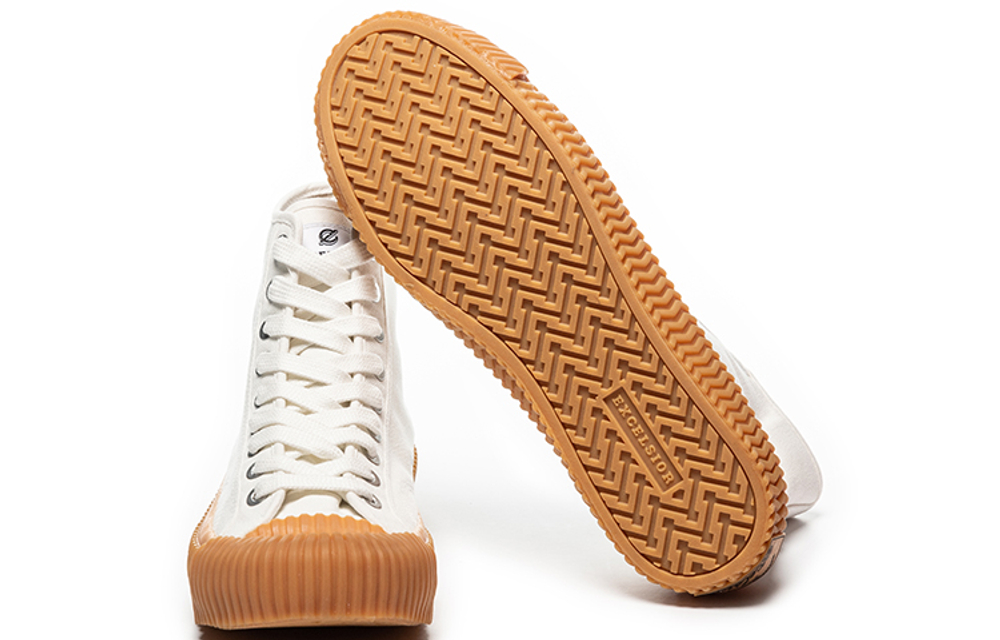 Excelsior Canvas Shoes Unisex High top Steam White/Caramel