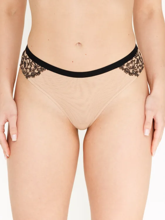 Трусы Zebra бразилиана (черный/скин)