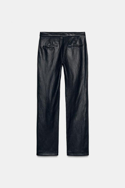 ZARA БРЮКИ FLARE ИЗ ИСКУССТВЕННОЙ КОЖИ, ЧЕРНЫЙ