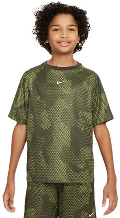 Футболка для мальчика теннисная Nike Kids Dri-Fit Short-Sleeve Top - cargo khaki/white