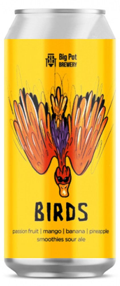 Пиво Биг Пот Бердс Пешн Фрут, Пейнеппл, Манго, Банан / Big Pot Birds Passion Fruit, Pineapple, Mango, Banana 0.45 - банка