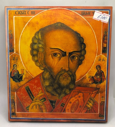 Николай Чудовторец Отвратный икона на левкасе 16х13