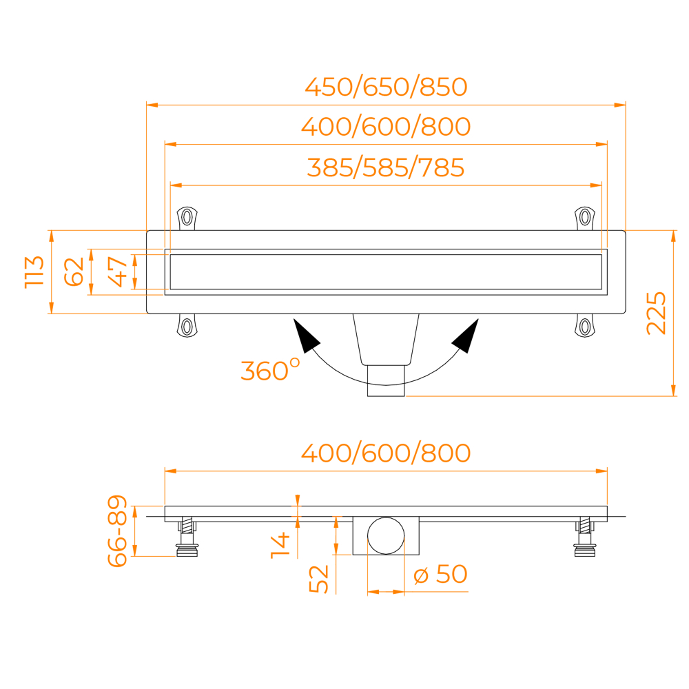 Душевой лоток Drain Leo-31Gb (600)