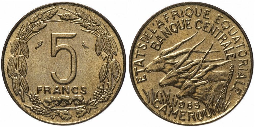 Экваториальная Африка 5 франков, 1965 - 1972 VF