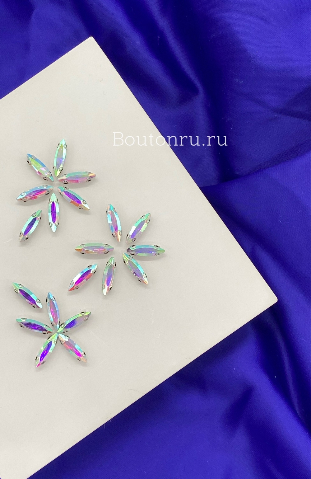 Стразы пришивные удлиненные лодочки хамелеон 4х14