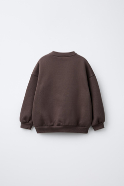 ZARA ТОЛСТОВКА С ПРИНТОМ «МЕДВЕЖОНОК», ТЕМНО-КОРИЧНЕВЫЙ