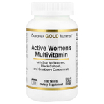 California Gold Nutrition, мультивитамины для активных женщин, с воронцом кистевидным, изофлавонами сои и концентратом клюквы, 180 таблеток