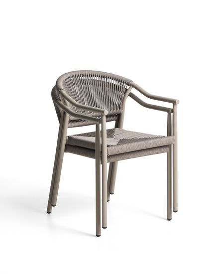 Уличный стул Livadia из алюминия цвета таупе и веревки