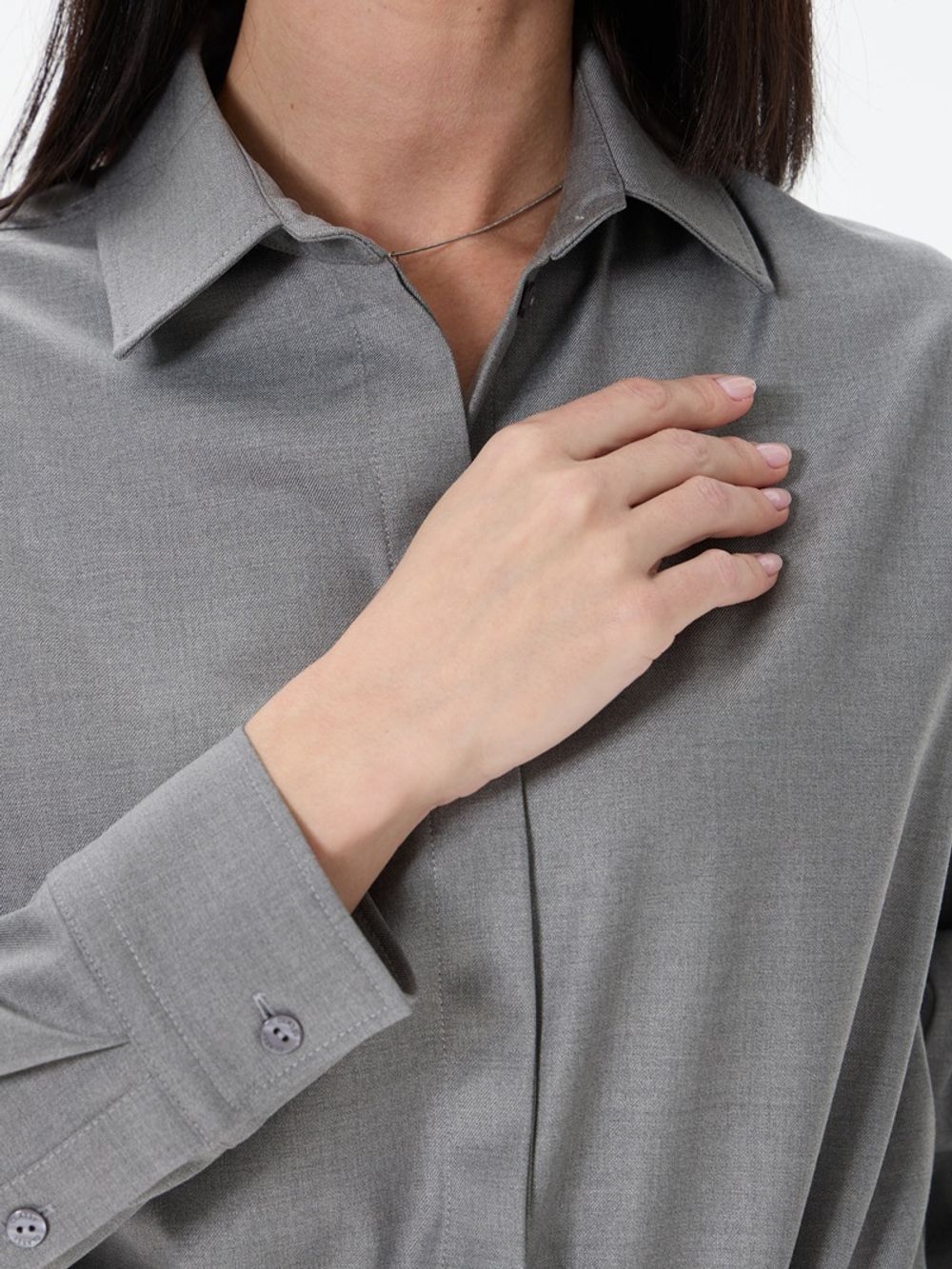 Комплект рубашка Хельсинки и брюки палаццо серая смесовая шерсть