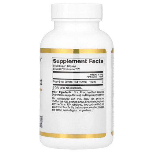 California Gold Nutrition, экстракт косточек французского винограда, Vitaflavan®, 100 мг, 120 растительных капсул