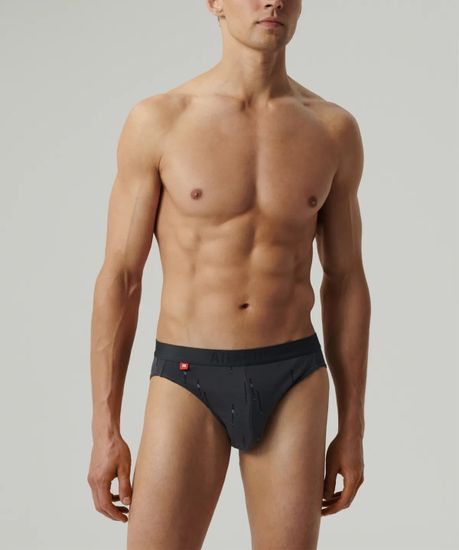 Мужские трусы (3шт) слипы спорт Atlantic 3MP-193, черный + светло-голубой + графитовый