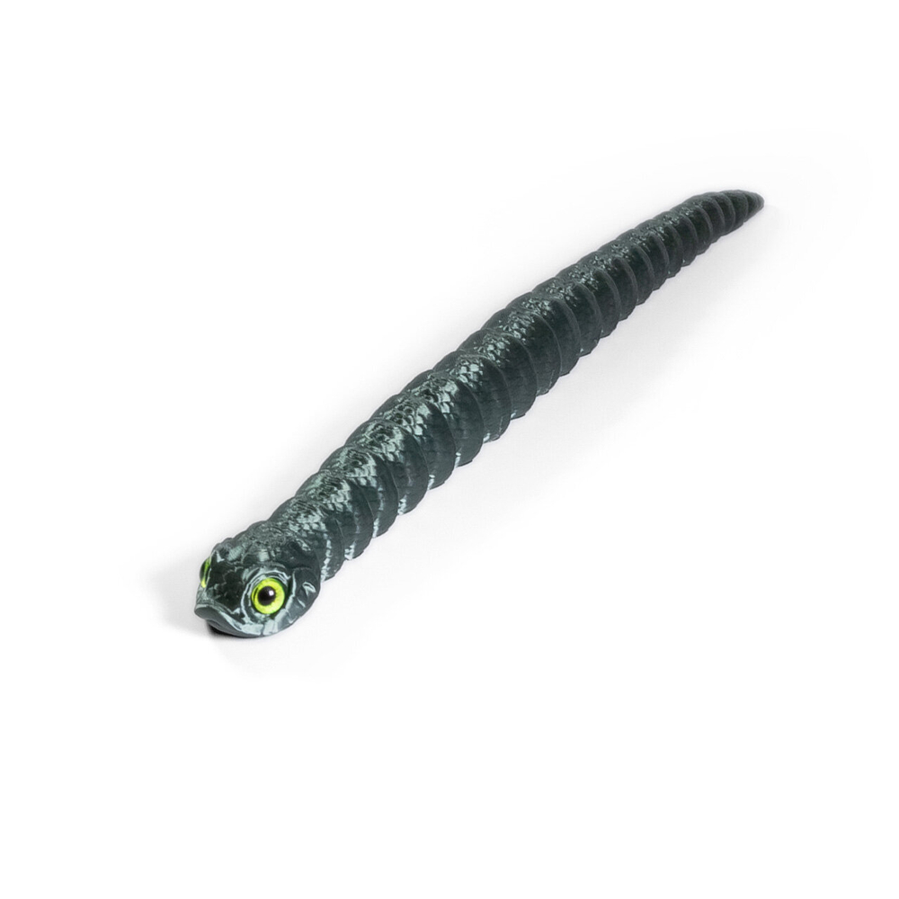 Гибкая игрушка-антистресс, змея с глазами, 3D печать, 27 см., болотный цвет