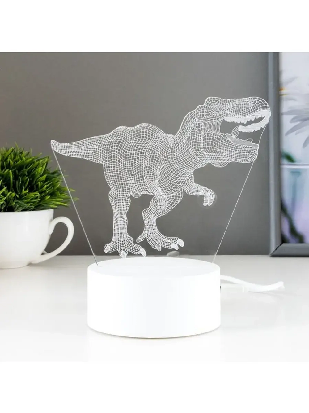Светильник сенсорный «Тираннозавр» LED 7 USB/от батареек бел