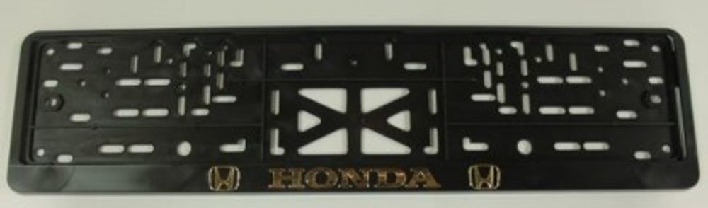 Рамка под номер с защелкой золото  HONDA  рельеф (Новосибирск)