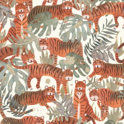 Тигры в листьях на белом