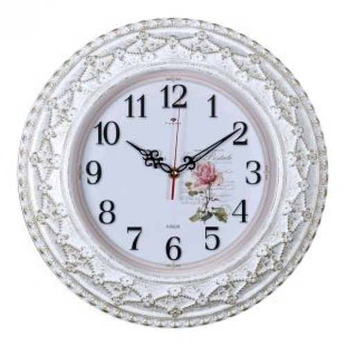 Часы 21 Bek настенные  3825-002 круг d=38см, корпус бирюзовый с медью "Роза" "Рубин"