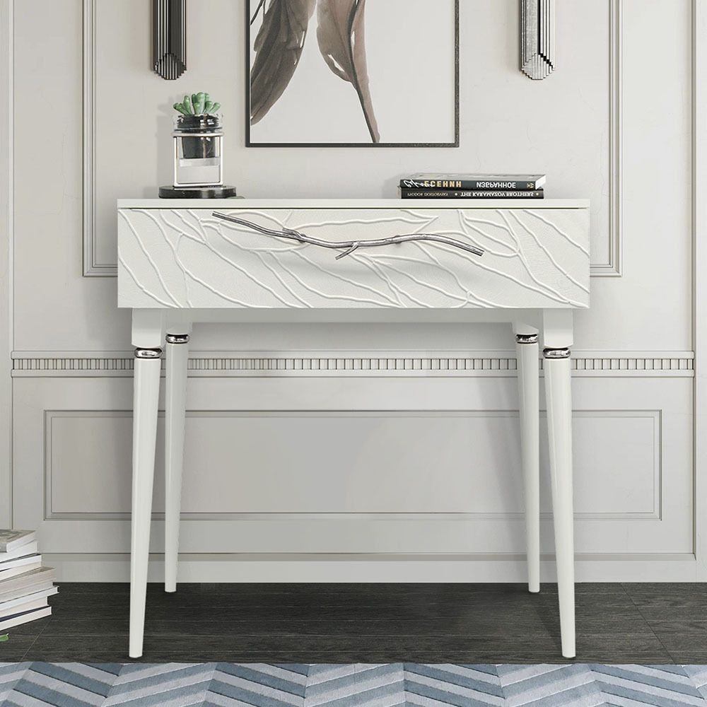 Консоль Арт Колор leaves Классик Сильвер Белый опал