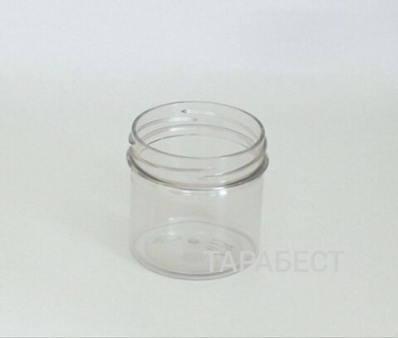 Банка 100 мл пластик прозрачная 58мм