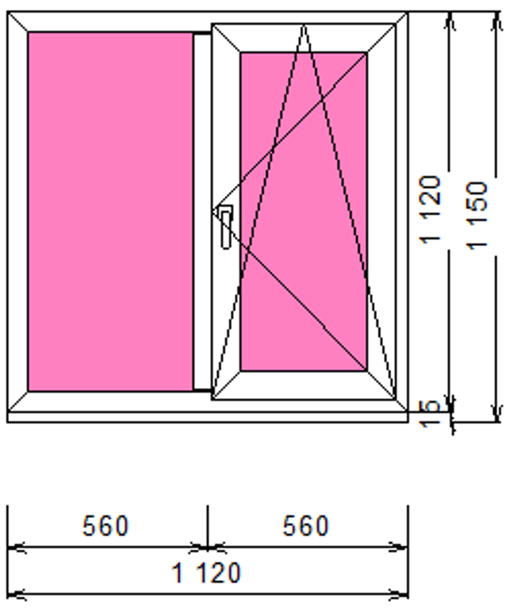 Пластиковое окно 1120 х 1120 ТермА Эко