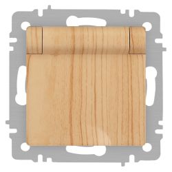 Розетка Intro Accent 6-203-11 2P+E Schuko с крышкой, 16А-250В, IP20, СУ, AL/CU, сосна