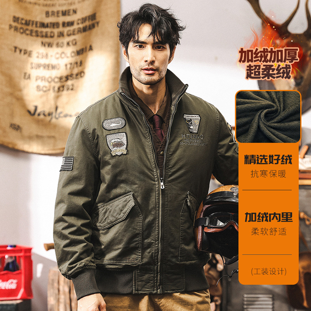 Американская ретро-пилотная куртка мужская зимняя утолщенная,тактическая тренировка военная короткая куртка