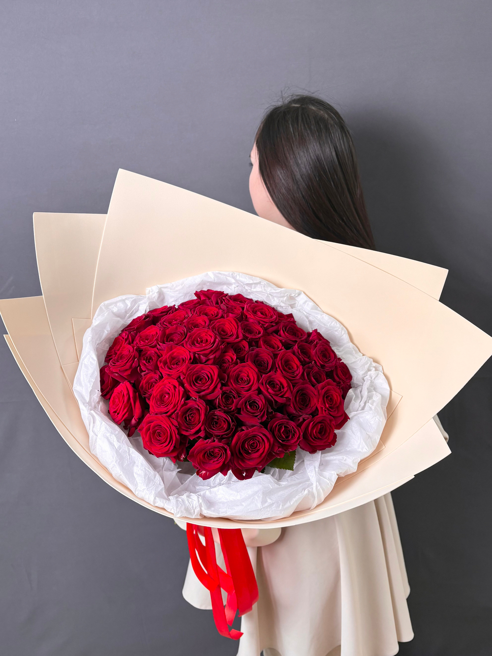 51 красная роза 50 см