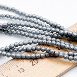 Гематит матовый Шар граненый бусины (имитация), цвет серебристый, размер около 3 мм, цена за нить 38 см