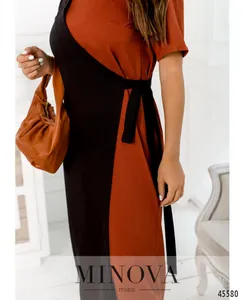 Платье 2288-терракотовый-черный Minova