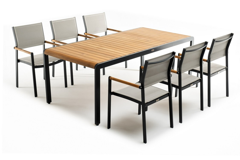 Обеденный стол из алюминия MAYA 200 см темный графит