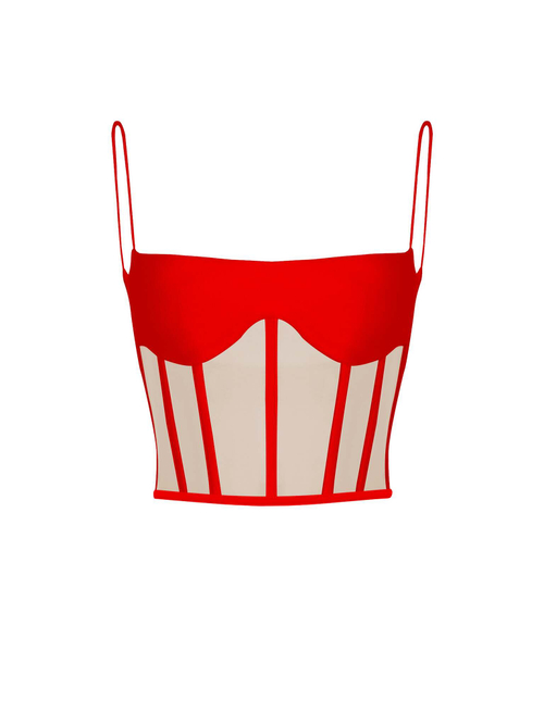 Блуза корсетного типа из крепа и сетки