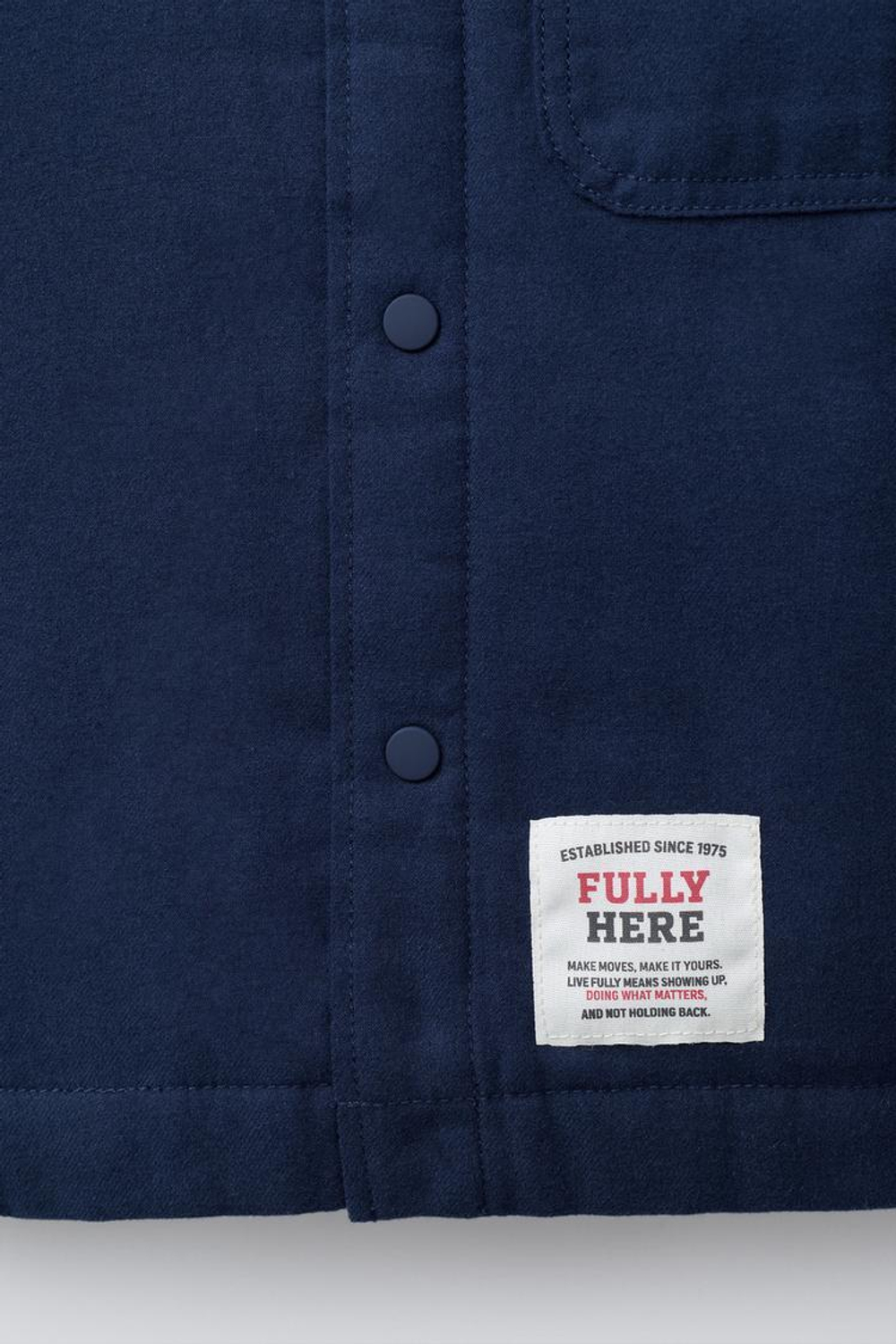 ZARA СТЕГАНАЯ КУРТКА-РУБАШКА С НАШИВКОЙ, МОРСКОЙ СИНИЙ