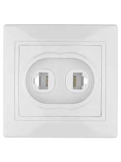 Розетка телефонная RJ11 + компьютерная RJ45 белая "Таймыр" TDM