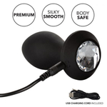 Черная анальная пробка с вибрацией и кристаллом Power Gem Vibrating Crystal Probe - 10,75 см. (Цвет: черный)