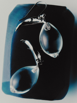 Massimo Dutti Небольшие серьги «Лимон» из стекла, серебряный