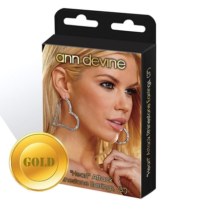 Золотистые серьги-сердца из кристаллов LOVE (Цвет: золото)