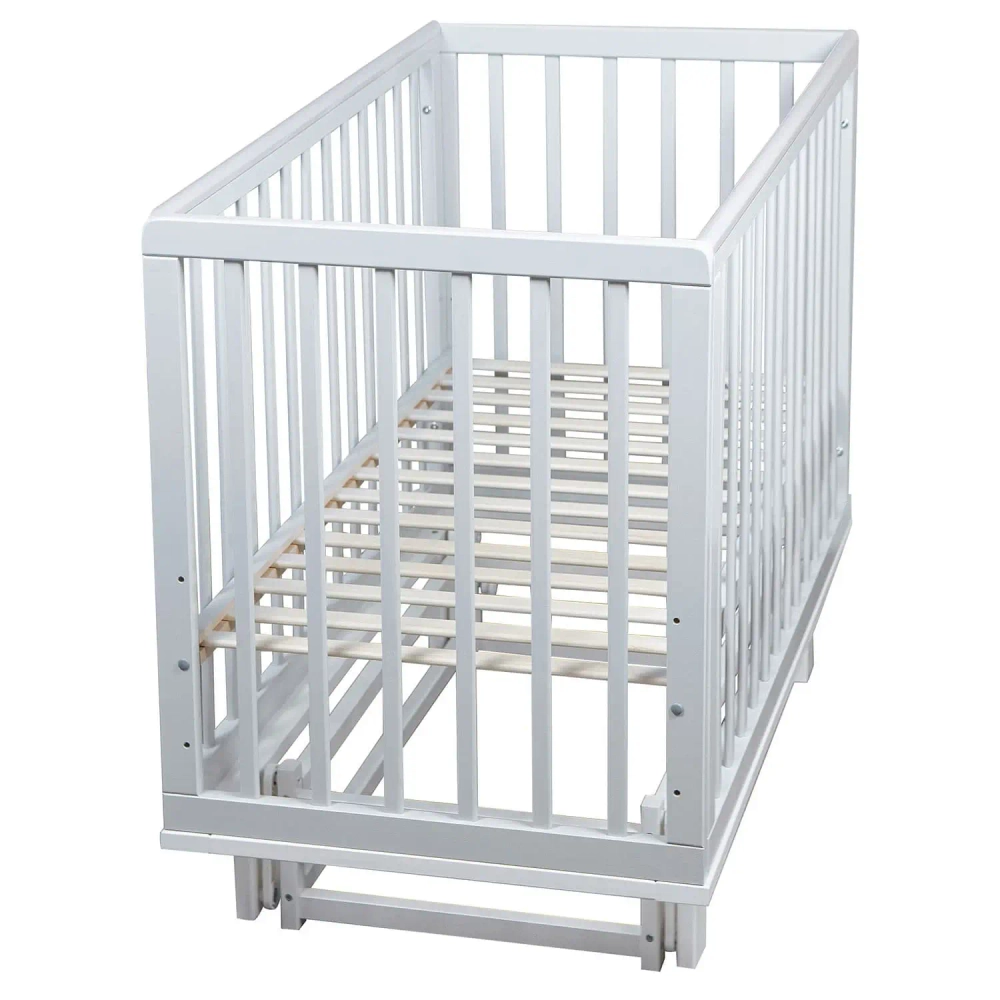 Кровать детская Мой Малыш Marit (3 уровня ложа, продольный маятник, накладка ПВХ) серый-белый