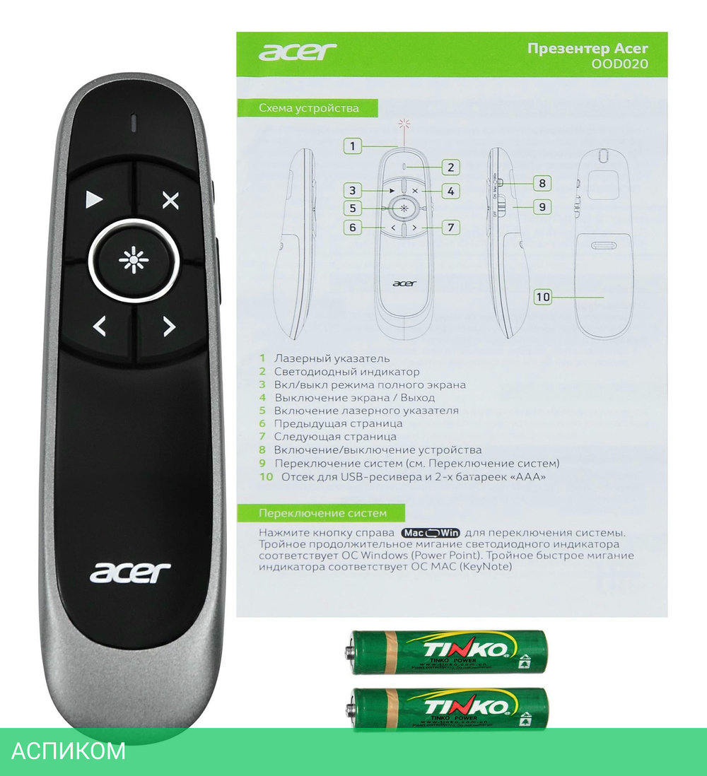 Презентер Acer OOD020 Radio USB черный (ZL.OTHEE.002)