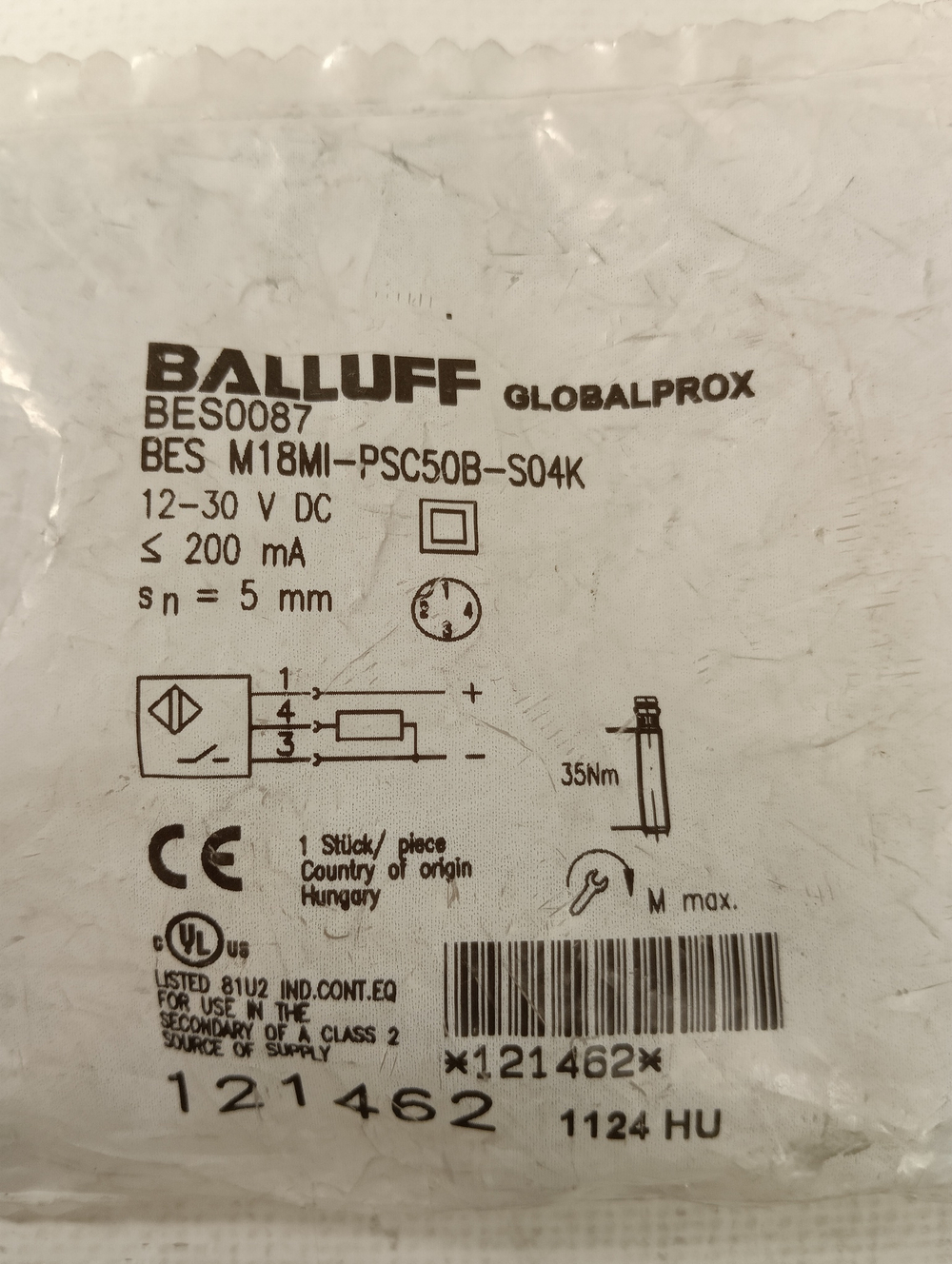 Balluff BES0087 BES M18MI-PSC50B-S04K новое