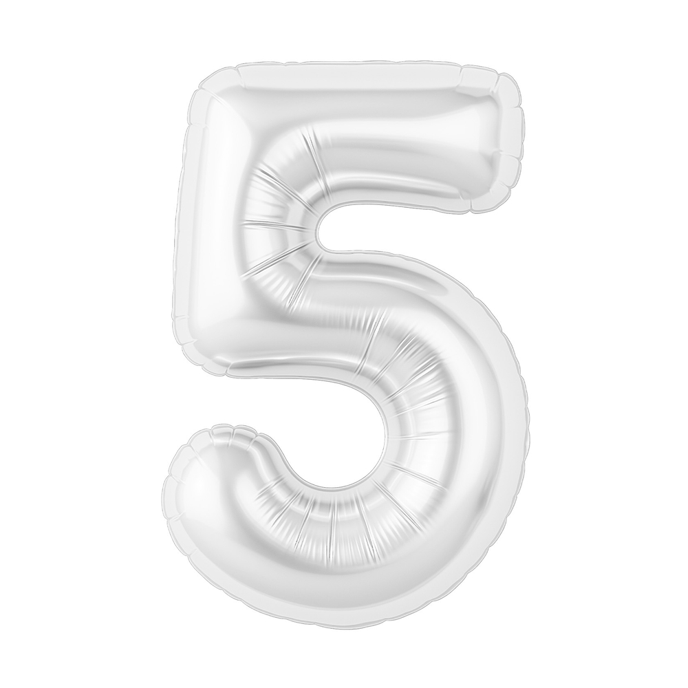 Р Цифра 5 Slim Белый блеск (40''/102 см)