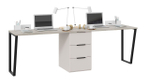 Стол письменный с ящиками Яблоня Беллуно/Графит софт 240х58,2х75,1 см