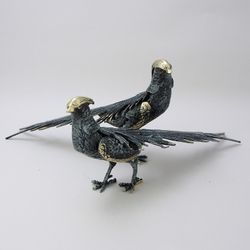 Bello De Bronze Статуэтка Фазаны пара, синие