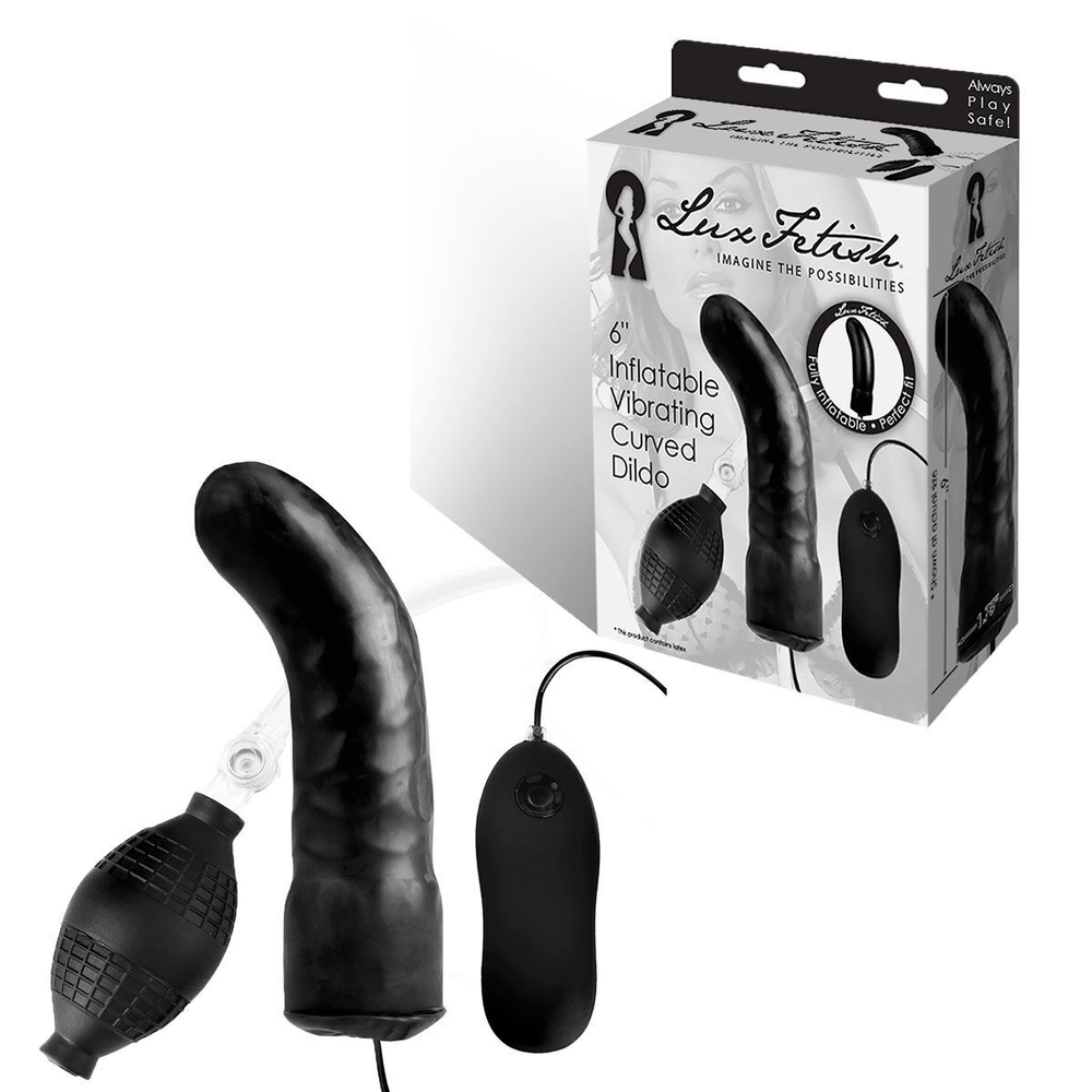 Чёрный изогнутый фаллос с вибрацией и расширением - 16 см. (Цвет: черный)