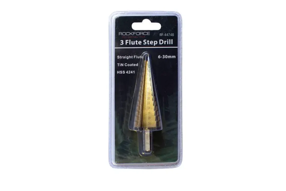 Сверло ступенчатое TIN HSS 4241(6-30мм), в блистере RockForce##Rock FORCE RF-44746
