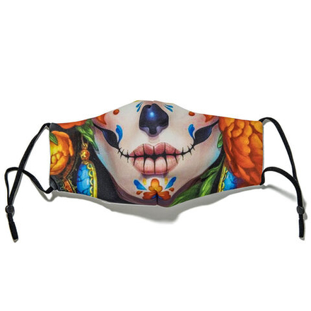 Маска гигиеническая 22,5*13 см "Санта Муэрте 1" хлопок + полиэстер