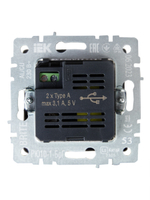 BRITE Розетка USB A+A 5В 3,1А РЮ10-1-БрГ графит IEK