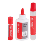 Набор жидкого и твердого клея, 3 шт (канцелярский клей-карандаш 9г, прозрачный силикатный с дозатором 40г, ПВА для бумаги 80г), NB-Nabil, универсальные клеящие средства для бумаги и картона